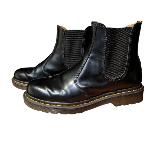 Dr. Martens 2976 Chelsea Leather Boot Sz 7  Women's (6 M) Black Yellow Stitch - Picture 4 of 10